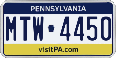 PA license plate MTW4450