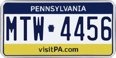 PA license plate MTW4456