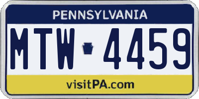 PA license plate MTW4459