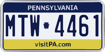 PA license plate MTW4461