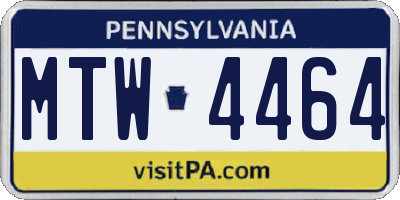 PA license plate MTW4464