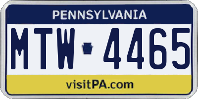 PA license plate MTW4465
