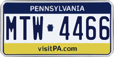 PA license plate MTW4466