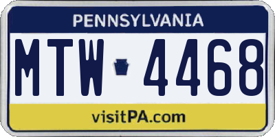 PA license plate MTW4468