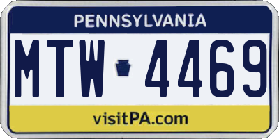 PA license plate MTW4469