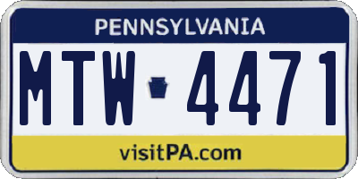 PA license plate MTW4471