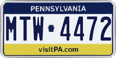 PA license plate MTW4472