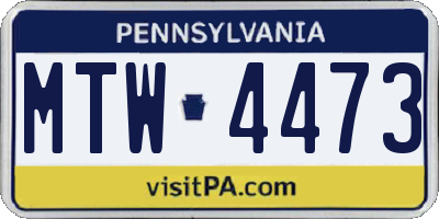 PA license plate MTW4473