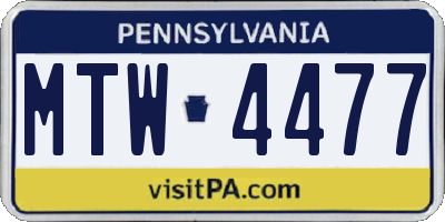 PA license plate MTW4477