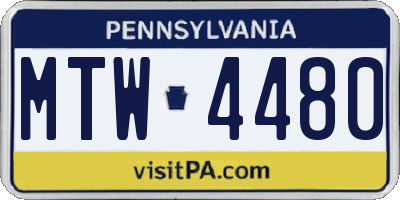 PA license plate MTW4480