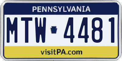PA license plate MTW4481