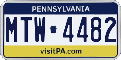 PA license plate MTW4482