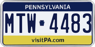 PA license plate MTW4483