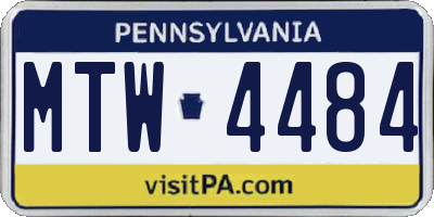 PA license plate MTW4484