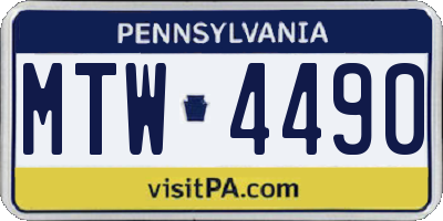 PA license plate MTW4490
