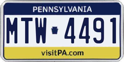 PA license plate MTW4491