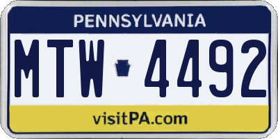 PA license plate MTW4492