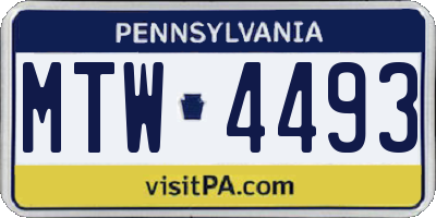 PA license plate MTW4493