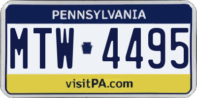 PA license plate MTW4495
