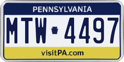 PA license plate MTW4497