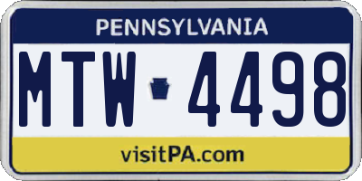 PA license plate MTW4498