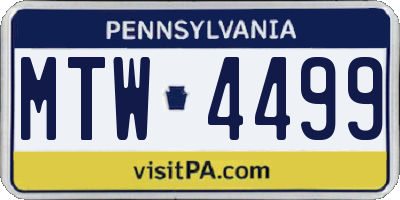 PA license plate MTW4499