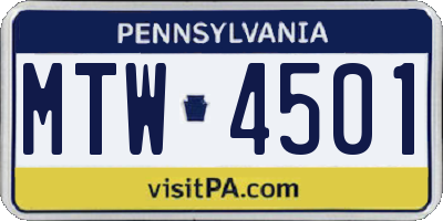 PA license plate MTW4501