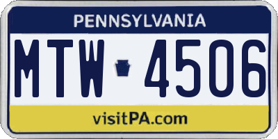 PA license plate MTW4506