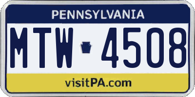 PA license plate MTW4508