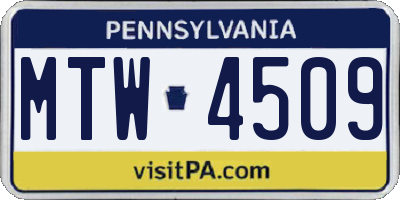 PA license plate MTW4509
