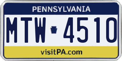 PA license plate MTW4510