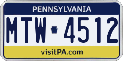 PA license plate MTW4512