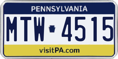 PA license plate MTW4515