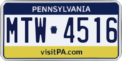 PA license plate MTW4516