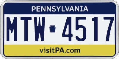 PA license plate MTW4517