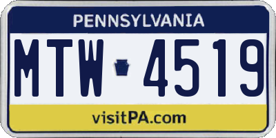 PA license plate MTW4519