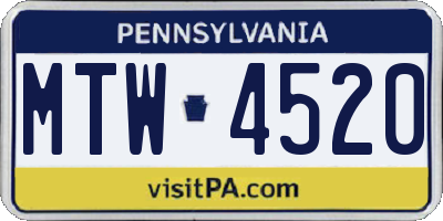 PA license plate MTW4520