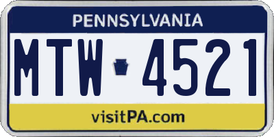 PA license plate MTW4521
