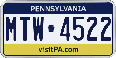 PA license plate MTW4522