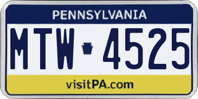 PA license plate MTW4525