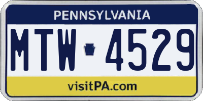 PA license plate MTW4529
