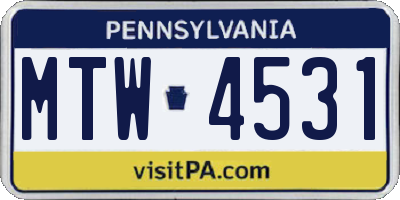 PA license plate MTW4531