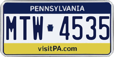 PA license plate MTW4535