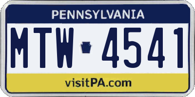 PA license plate MTW4541