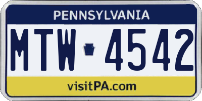 PA license plate MTW4542