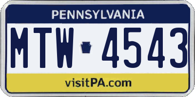 PA license plate MTW4543