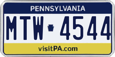 PA license plate MTW4544