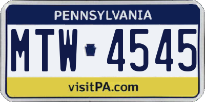 PA license plate MTW4545
