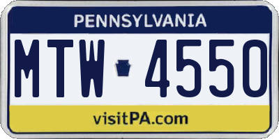 PA license plate MTW4550