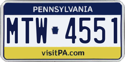 PA license plate MTW4551